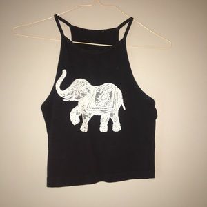 Elephant Embroidered Crop Top